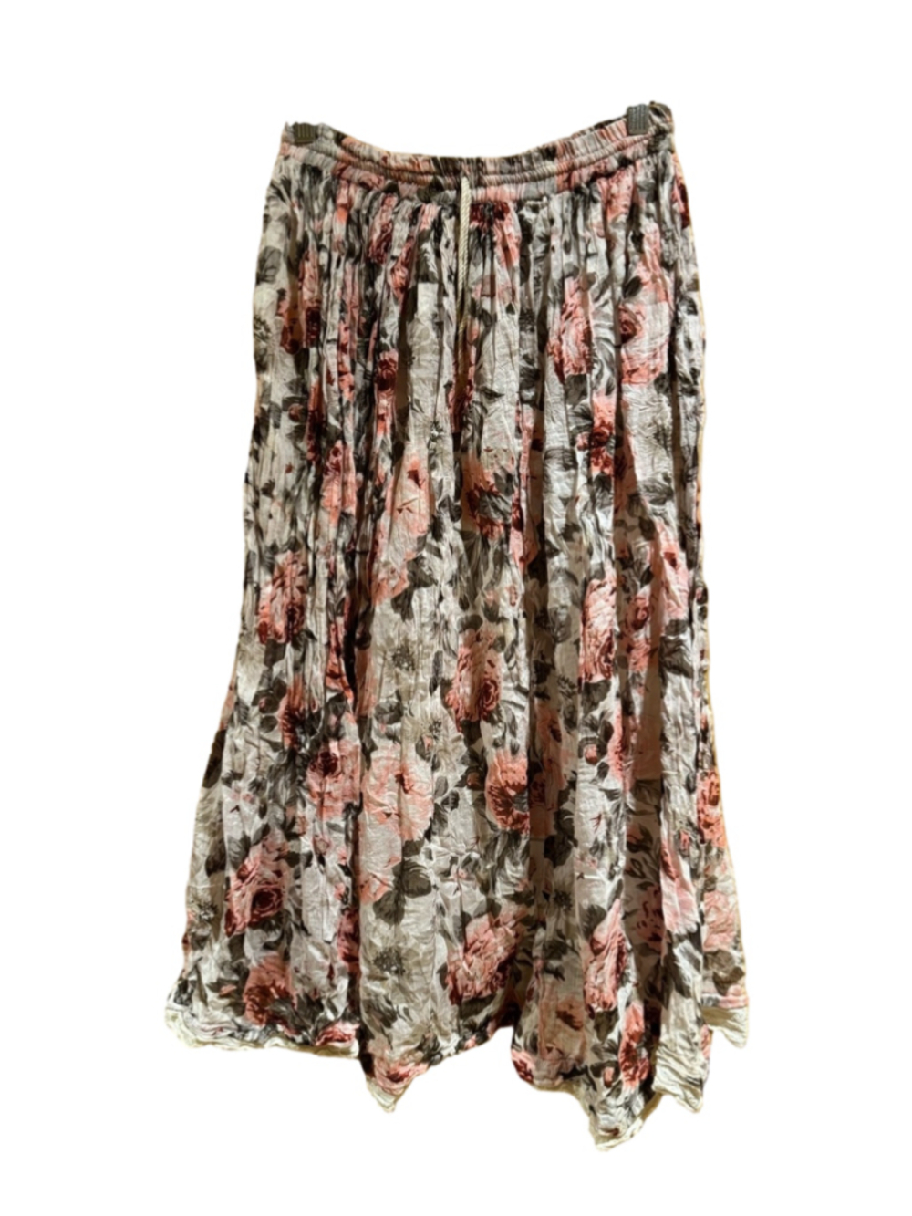 Sostanza lightweight boho floral crinkle maxi skirt size small